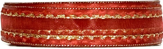 Stuha organza MONDAN RUBY RED červená 15mm x 3m (8,-Kč/m)