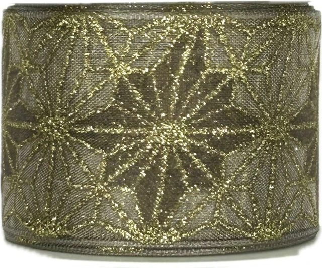 Vánoční stuha organzová Organdy Gala Premium – Taupe Gold 40mm x 2m (16,- Kč/m)
