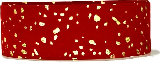 Stuha vánoční sametová VELUTTO STARDUST RED červená 25mm x 3m (12,-Kč/m)