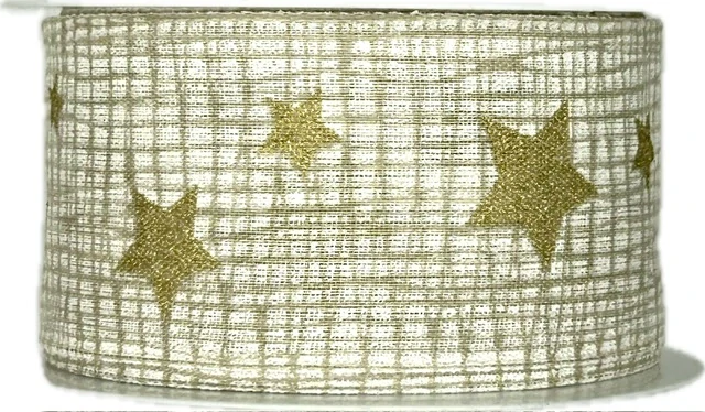 Vánoční bavlněná stuha HEAVEN HARMONY WHITE 40mm x 2m (14,-Kč/m)
