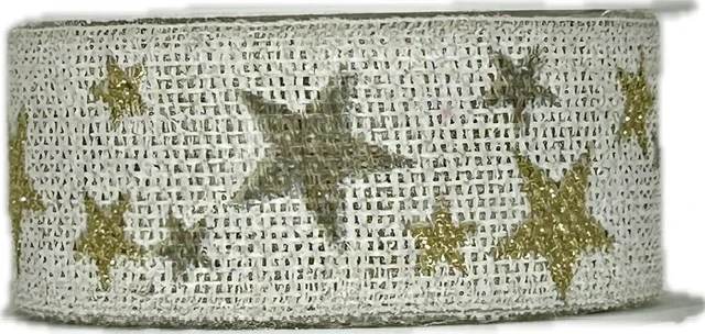 Stuha vánoční WINTER HEAVEN WHITE bílá 25mm x 2m (11,-Kč/m)