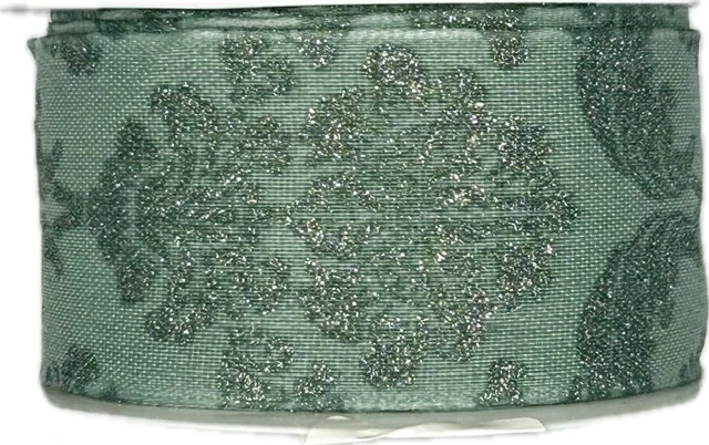 Vánoční stuha ROYAL NIGHT MINT  40mm x 3m (12,-Kč/m)