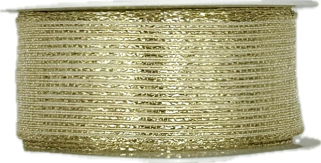 Organzová stuha ORGANDY LINES GOLD zlatá 25mm x 3m (10,-Kč/m)