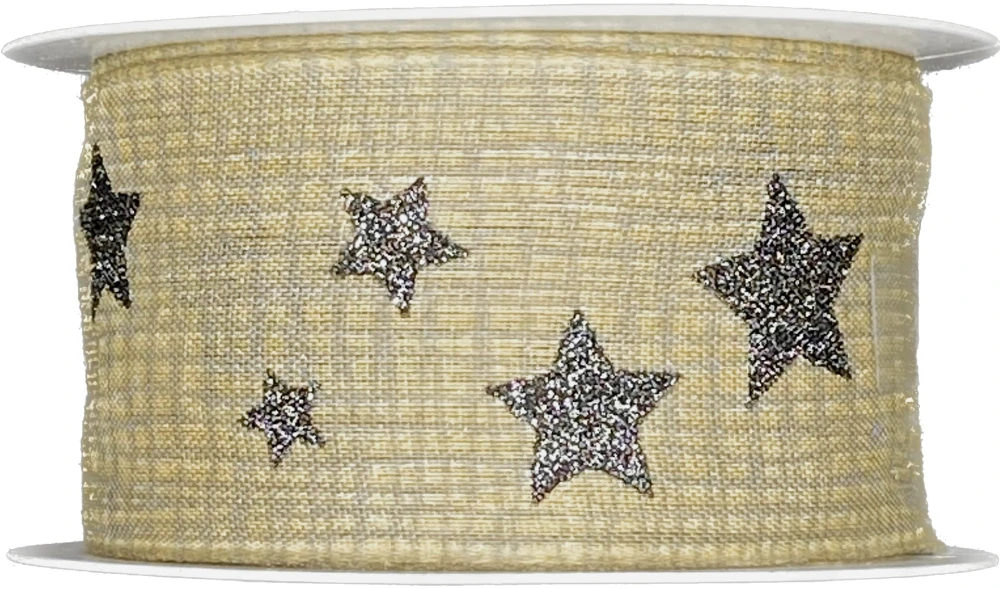 Vánoční bavlněná stuha HEAVEN HARMONY NATUR 40mm x 2m (14,-Kč/m)