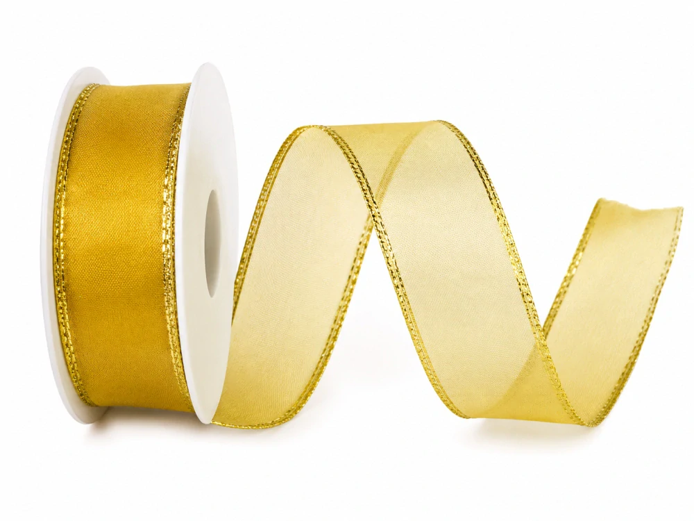 Stuha taftová BASIC YELLOW GOLD zlato žlutá 25mm x 3m (6,- Kč/m)