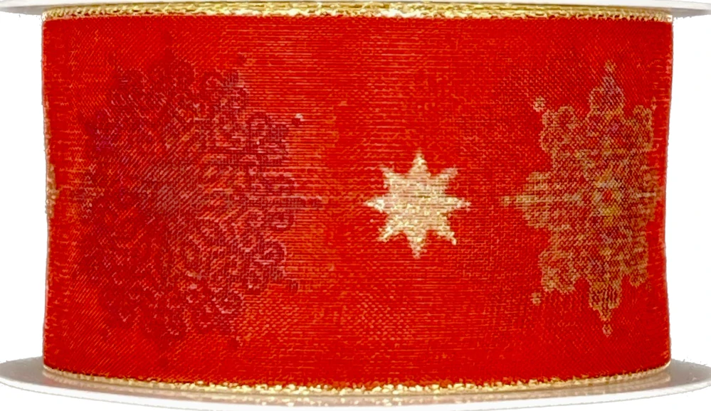 Vánoční stuha Winter Elegance – Ruby Gold 40mm x 2m (16,-Kč/m)