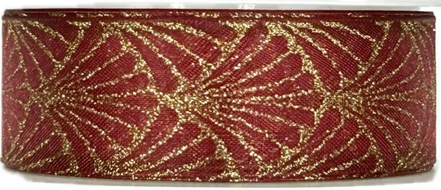 Stuha vánoční organzová GLAMOUR FESTIVAL CARDINAL 25mm x 2m (13,-Kč/m)