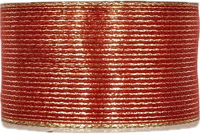 Stuha organzová ORGANDY LINES RED červená 40mm x 2m (15,-Kč/m)