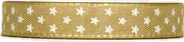 Vánoční stuha taftová MINI STARS NATUR béžová 10mm x 4m (5,-Kč/m)