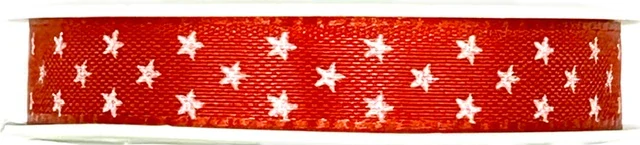 Vánoční stuha taftová MINI STARS RED červená 10mm x 4m (5,-Kč/m)