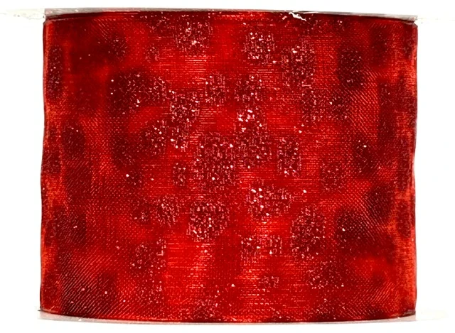 Stuha vánoční organzová GLAMOUREUX červená 40mm x 2m (16,-Kč/m)