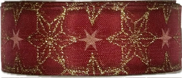 Stuha vánoční taftová SKYSCRAPER CARDINAL bordó 25mm x 2m (13,-Kč/m)