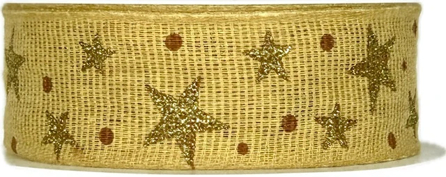 Vánoční bavlněná stuha STAR LIGHT CINNAMON skořicová 25mm x 2m (13,-Kč/m)