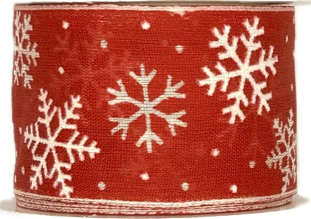 Stuha vánoční ICE STAR RED červená 40mm x 2m (14,-Kč/m)