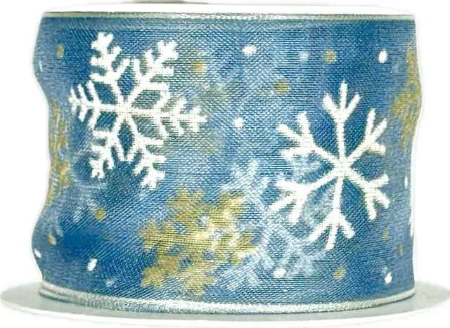 Stuha vánoční ICE STAR BLUE modrá 40mm x 3m (13,-Kč/m)
