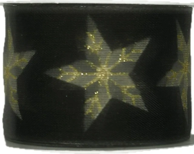 Vánoční stuha NATURAL STAR BLACK černá 40mm x 2m (13,-Kč/m)