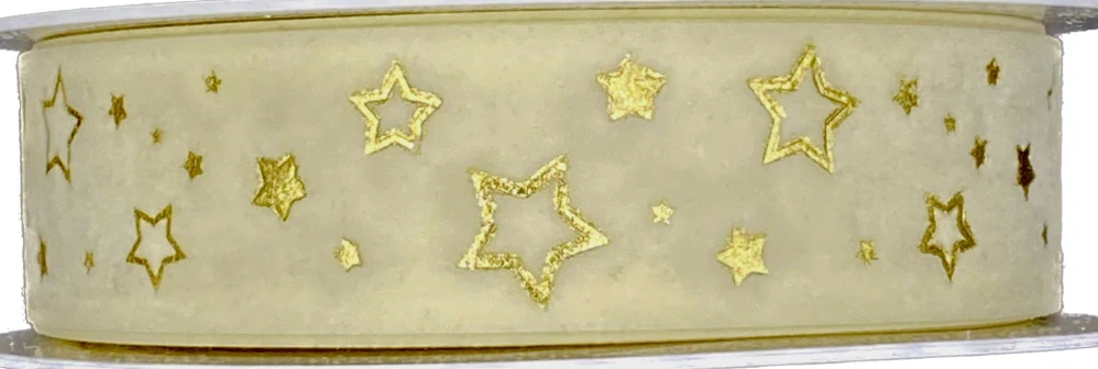 Vánoční stuha sametová VELUTTO STARS CREAM krémová 25mm x 20m (9,-Kč/m)