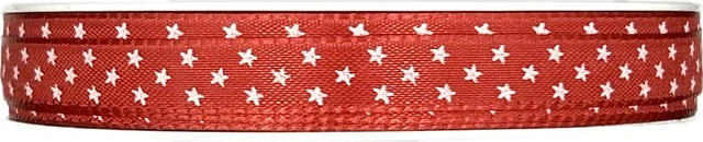Vánoční stuha MINI STARS RED červená 15mm x 25m (5,-Kč/m)