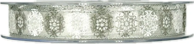 Vánoční stuha SNOW DIAMOND bílá 15mm x 20m (6,-Kč/m)