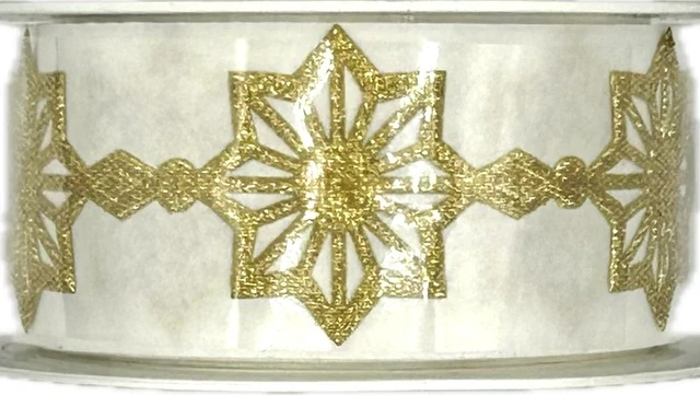 Stuha girlandová SNOWFLAKES GOLD II 25mm x 1m (20,-Kč/m)