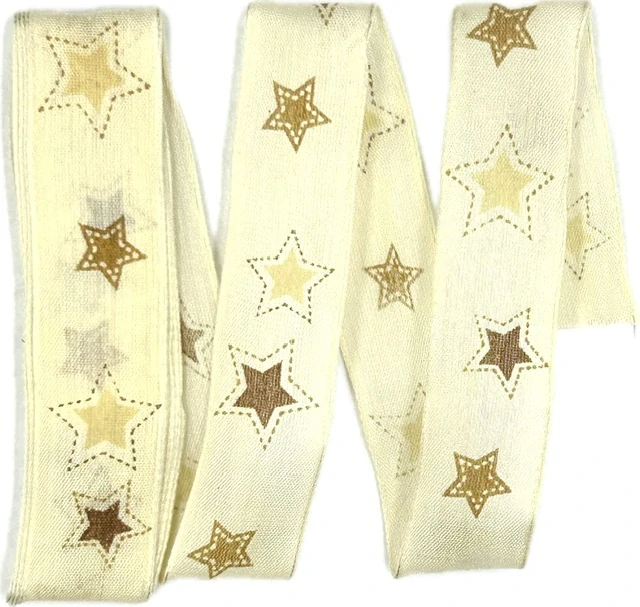 Stuhy vánoční CHOCOLATE STARS krémová 25mm x 2m (8,-Kč/m)
