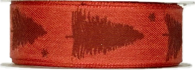 Stuha vánoční bavlněná WINTER TREE RED červená 25mm x 2m (12,-Kč/m)