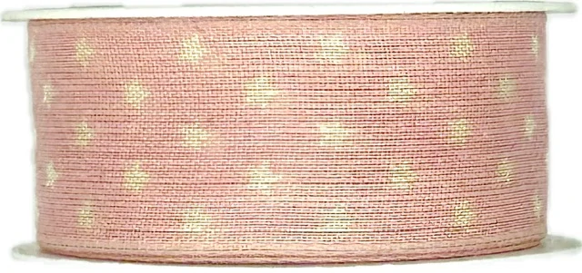 Stuha vánoční bavlněná TINY STARS PINK pastelově růžová 25mm x 2m(9,-Kč/m)