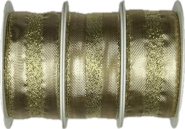 Set 3x Stuha zlatá LONDON GOLD lurexová 3x (25mm x 2m)