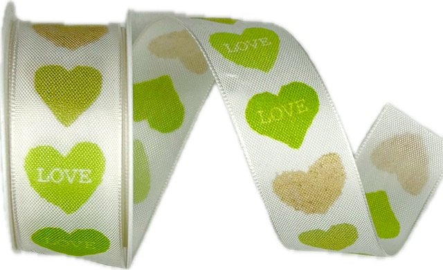 Taftová stuha LIME LOVE – zelená 25mm x 2,5m
