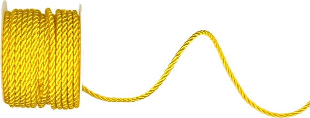 Dekorační šňůrka TwistCord Bright Yellow sytě žlutá 3mm x 4m(5,-Kč/m)