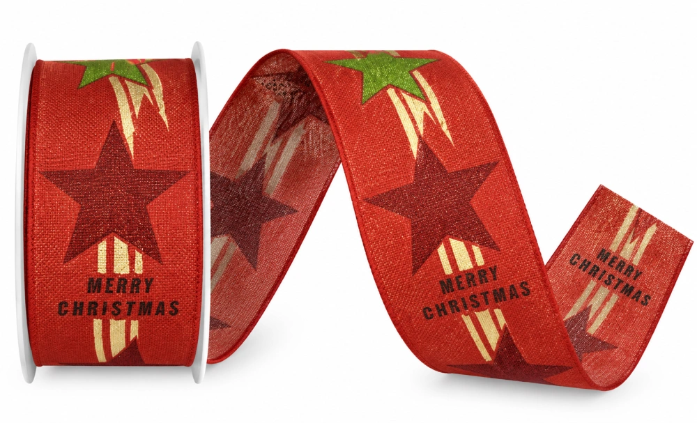 Stuha vánoční SHOOTING STAR RIBBON RED červená 40mm x 2m (13,-Kč/m)