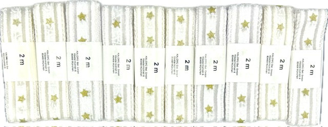 Sada 10× Vánoční stuha SNOW ROMANCE – bílá 25mm x 2m (14,-Kč/ks) (7,-Kč/m)