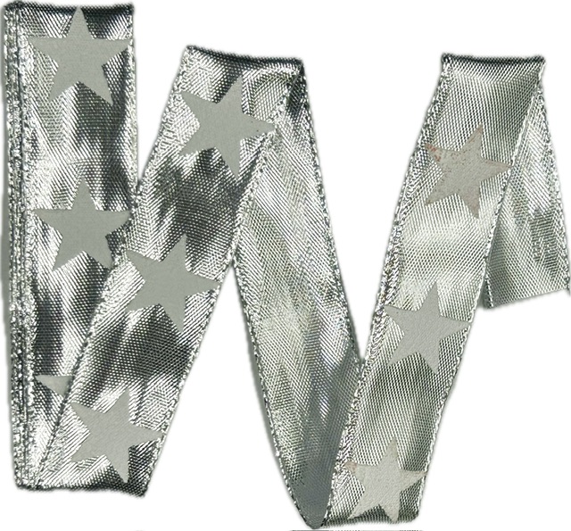Stuha vánoční stříbrná WHITE STAR SILVER lurexová 25mm x 2m (9,- Kč/m)
