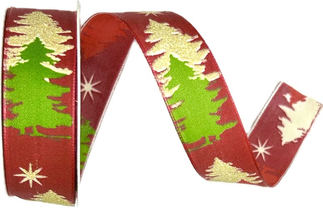 Vánoční stuha CHRISTMAS TREE MAGIC – RED & GOLD 25mm x 2,5m (12,-Kč/m)