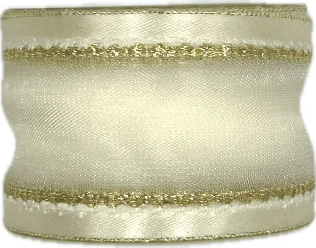 Stuha organzová MONDAN GOLDEN SHINE zlatá PREMIUM 40mm x 3m (12,-Kč/m)