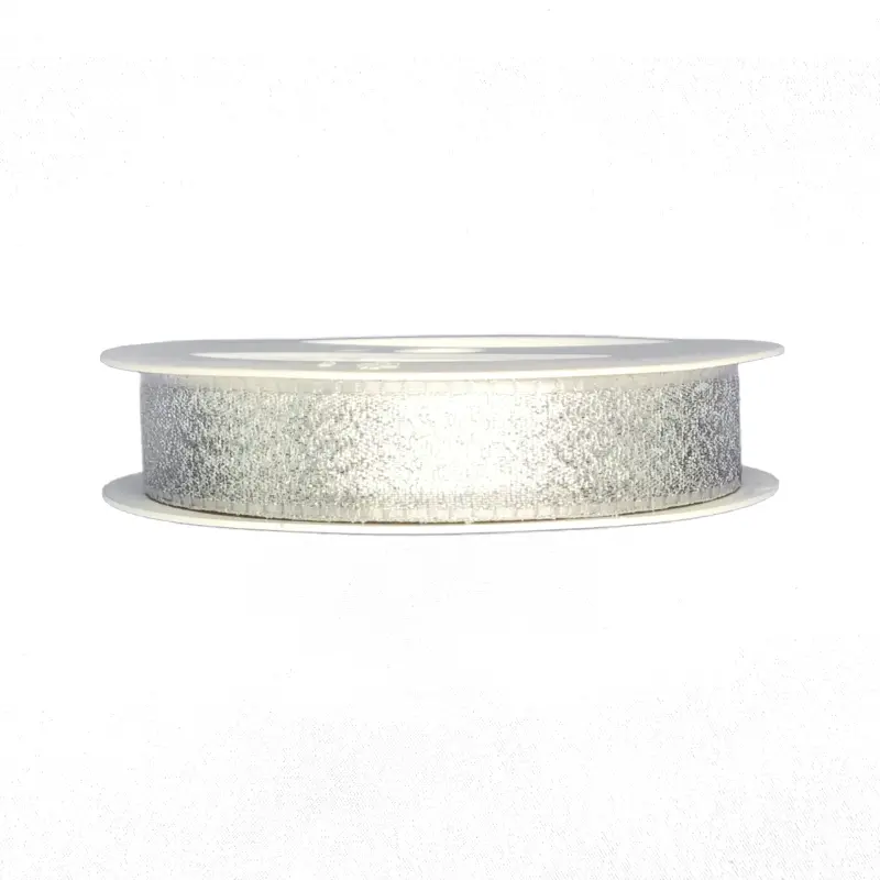 Stuha taftová GLAMOUR stříbrná glitrová 15mm x 4m (5,-Kč/m)