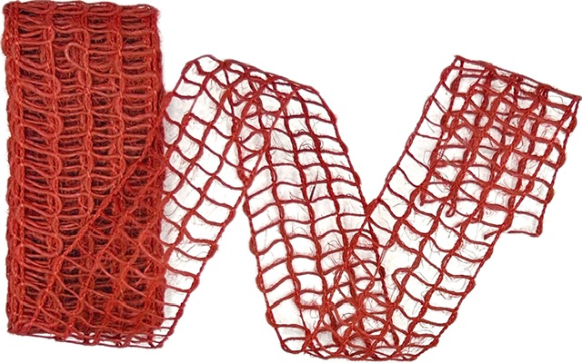 Síťovaná bavlněná stuha Nature Alma – Red 40mm x 2m (14,-Kč)