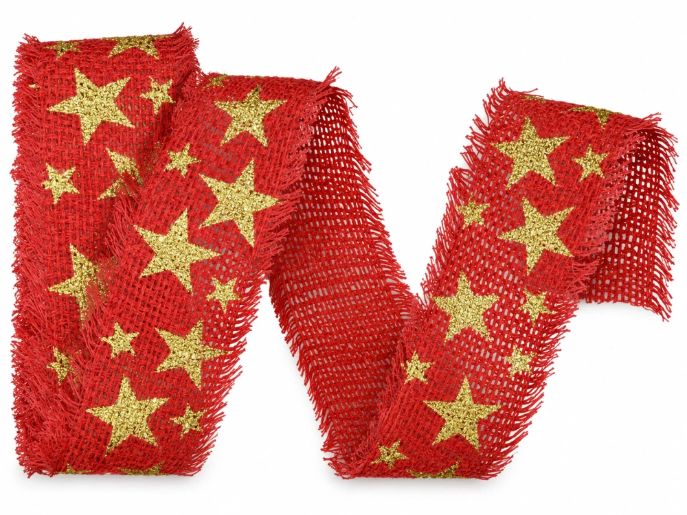 Stuha vánoční JUTA STARSHINE RED červená 40mm x 2m (10,-Kč/m)