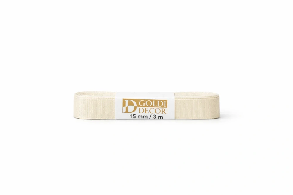 Stuha taftová CREAM krémová 15mm x 3m (5,-Kč/m)