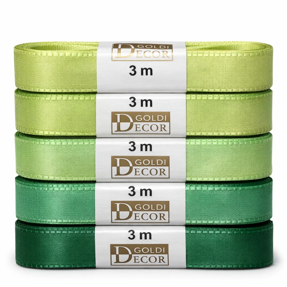 Stuha taftová FRESH GREEN zelená 15mm x 3m (5,-Kč/m)