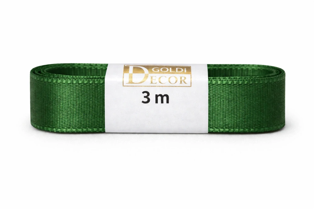 Stuha taftová DEEP FOREST GREEN tmavě zelená 15mm x 3m (5,-Kč/m)