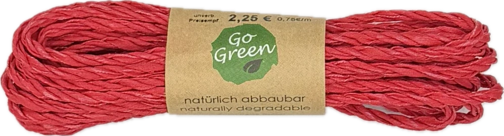 Dekorační provázek Go Green Cotton Cord – Coral Red červený 3mm x 3m (6,-Kč/m)