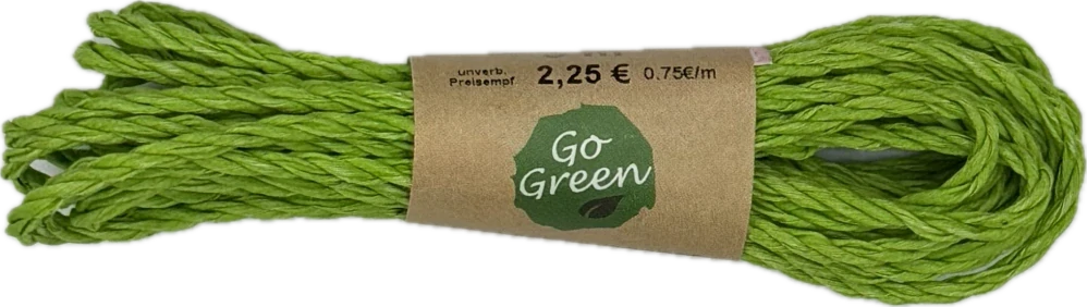 Dekorační provázek Go Green Cotton Cord – Pea Green hráškově zelený 3mm x 3m (6,-Kč/m)