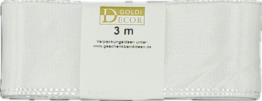 Stuha taftová PURE WHITE čistě bílá 40mmx3m (8,-Kč/m)