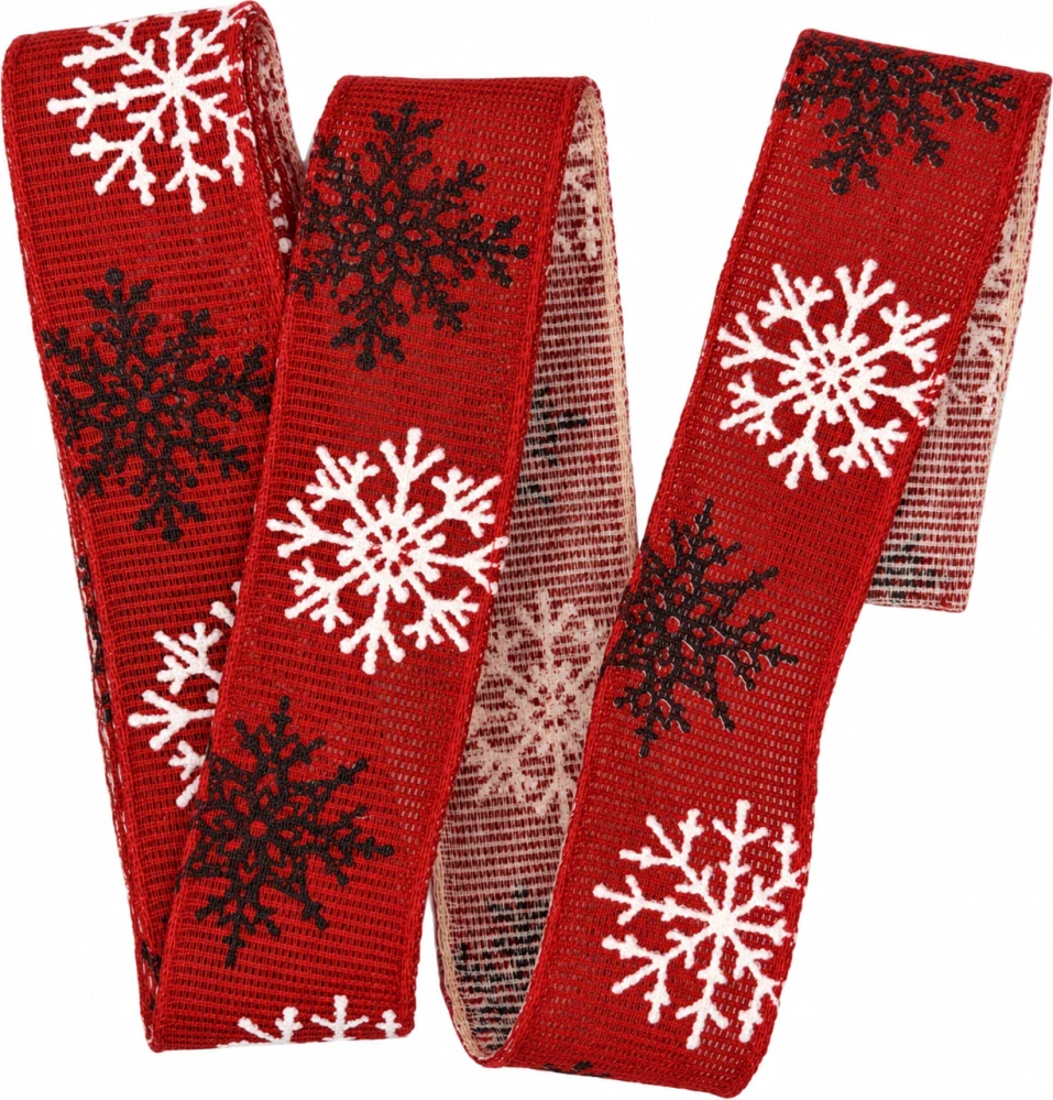 Vánoční stuha SNOW ELEGANCE RED – červená 25mm x 2m