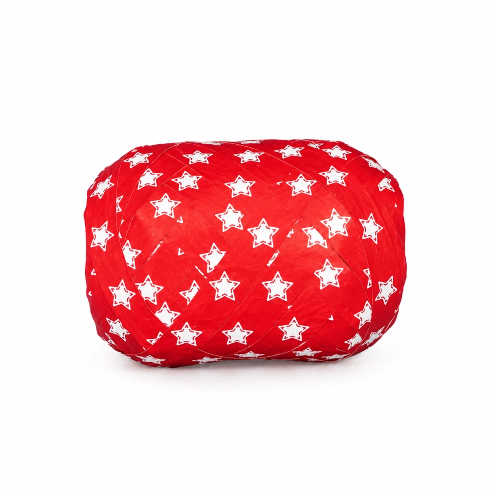 Vánoční vázací stuha NEPTUNO RED červená (velké Mega klubko) 10mm x 20m