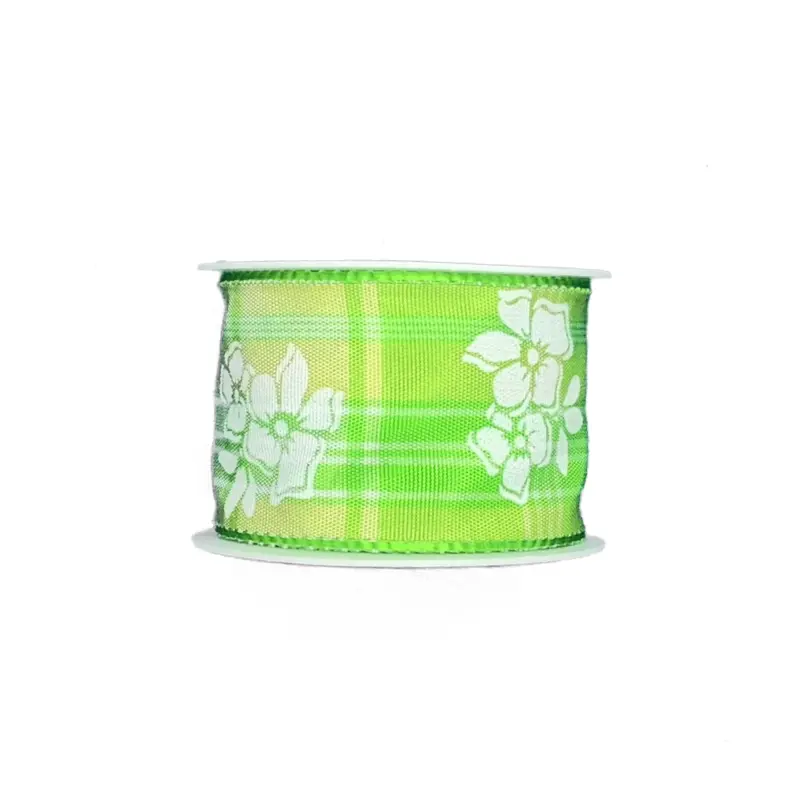 Stuha taftová Summer Blossom Green zelená 40mm x 2m(13,-Kč/m)