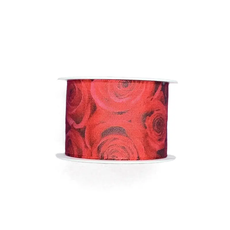 RED ROSES – taftová stuha s potiskem červených růží 40mm × 2m