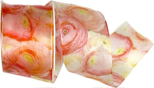 Taftová stuha PINK ROSES – romantický květinový motiv