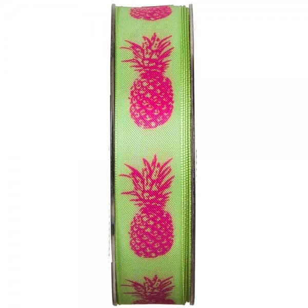 Stuha saténová zelená PINEAPPLE POP Lime 25mm x 2,5m (8,-Kč/m)